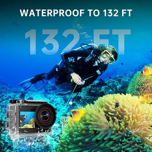 ODDV 4K60FPS 30MP Action Camera with Front LCD and Touch Rear Screens, Underwater Camera with 64GB Memory Card, 132FT Waterproof Camera, EIS, 5X Zoom, WiFi Remote Control（Black） 4