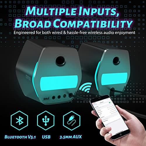 Edifier G2000 32W PC Gaming Computer Speakers for Laptop Mac Desktop Computer Woofer Speakers Bluetooth USB 3.5mm AUX Inputs RGB Lights Multimedia Speakers Black 3