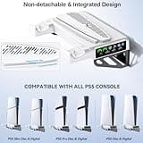 PS5/Slim/Pro Wall Mount Kit with Cooling Fan & Charging Station, PS5 Shelf Floating Mount for All PlayStation 5/Slim/Pro Disc & Digital Console, PS 5 Wall Bracket Behind TV, PS Five Pro Accessories 2