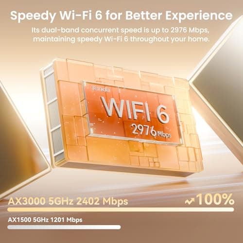 Tenda AX3000 WiFi 6 Mesh System Nova MX12 - Whole Home Covers up to 7000 sq.ft - Dual-Band Mesh Network for 160+ Devices - 1.7 GHz Quad-Core CPU - Replaces Wireless Router - 3-Pack(2025 New Version) 3