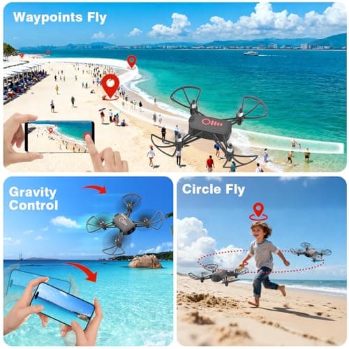 Drone with Camera for Kids 8-12 and Adults 1080P HD Mini FPV Drones with Headless Mode, 360°Flip, One-Key Take Off/Landing, Altitude Hold, Gestures Selfie, Gravity Control, 3 Speed Mode, Drone Gift Toys for Boys, Girls, Beginner Grey 3