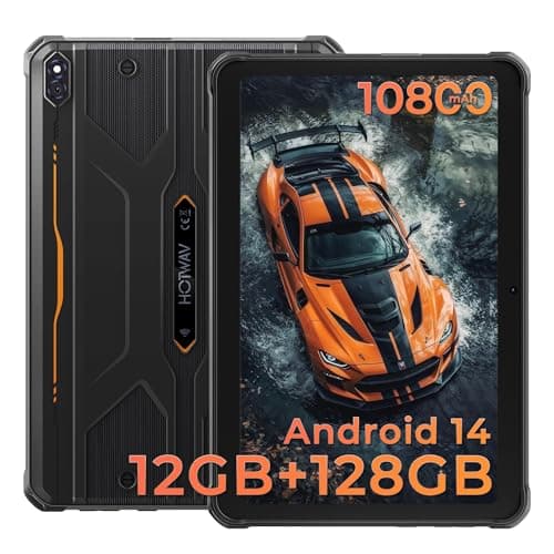HOTWAV R8 Rugged Tablet Android 14, 10.1 inch HD+ Display 10800mAh Battery, Octa-Core 12GB RAM+128GB ROM+1TB Outdoor Tablet, 13MP+5MP Camera IP68/IP69K Waterproof, 4G Dual SIM/5G WiFi/BT5.1/GPS