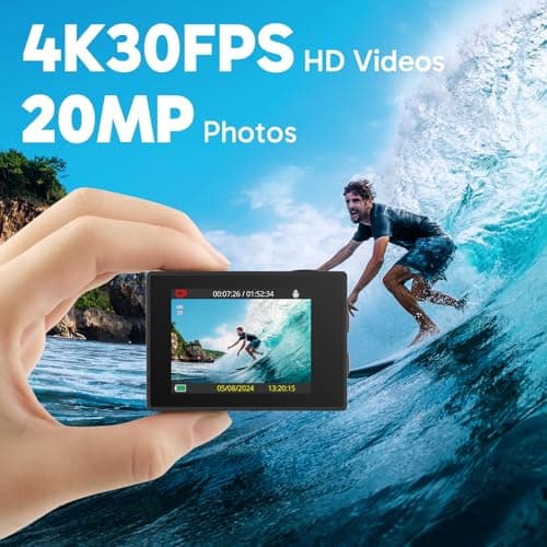 AKASO EK7000 4K30FPS 20MP WiFi Action Camera with EIS Ultra HD 131FT Waterproof Underwater Camera Remote Control 4X Zoom Support External Microphone Black 2
