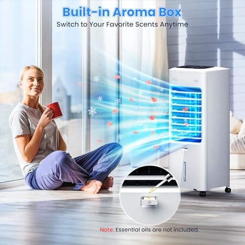 Windowless Air Conditioner Portable, Swamp Cooler Air Conditioner with 2 Gal Water Tank, Ventless Evaporative Air Cooler, 3 Modes, 3 Speeds, Timer, Remote, Swing, Suitable for Home Indoor Bedroom 2