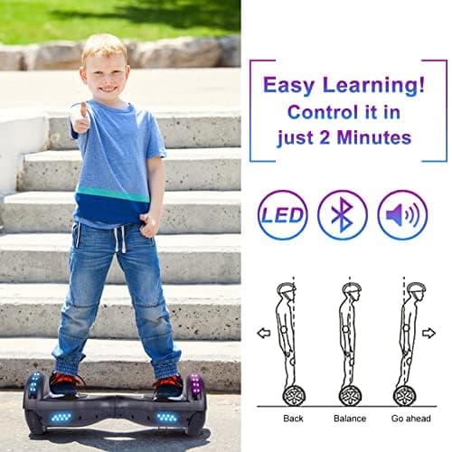 SISIGAD Hoverboard, with Bluetooth and Colorful Lights Self Balancing Scooter 5
