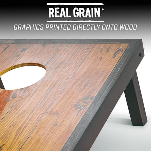 GoSports 4 Ft x 2 Ft Regulation Size Premium Wood Cornhole Set - Vintage Wood Designs (Choose Your Style) 2