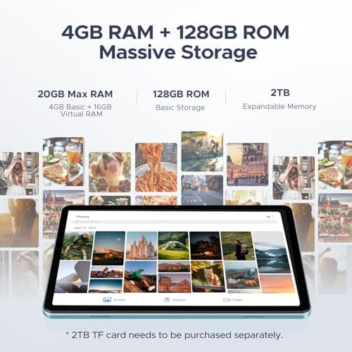 DOOGEE Tab A9 Pro 10 inch Tablet,Android 15 Tablet 20GB+128GB/2TB Expand,Quad Core Gaming Tablets,6580mAh Battery,1280x800 IPS HD Touchscreen,5G WiFi,BT5.0,Dual Speakers,Dual Camera,Face Unlock 4