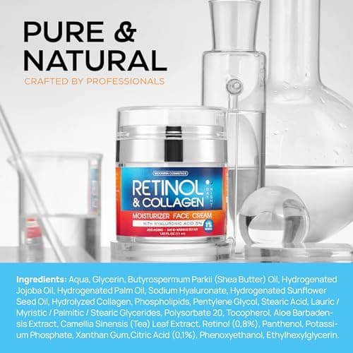 Retinol Cream for Face with Hyaluronic Acid, Day-Night Anti-Aging Moisturizer for Women, Men, Collagen Cream for Face Reduces Wrinkles, Dryness, 1.85 Oz 9