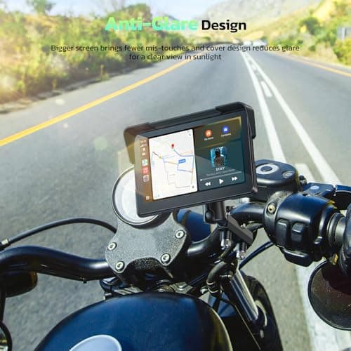 LAMTTO 7-Inch Wireless Motorcycle Carplay GPS Navigation System with Apple Carplay and Android Auto, Portable Moto Car Play Screen with Dual Bluetooth, Navigation, Siri, Google Assistant, Anti-Glare 3