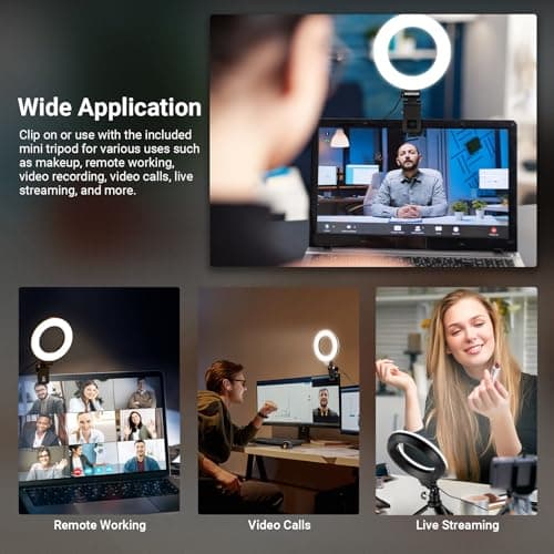 NEEWER Basic 5" Ring Light for Video Conference Lighting, Clip on Light Kit with Desk Tripod Stand for Monitor Laptop Computer Zoom Call Live Streaming Remote Working Learning Video Recording, BR60 3