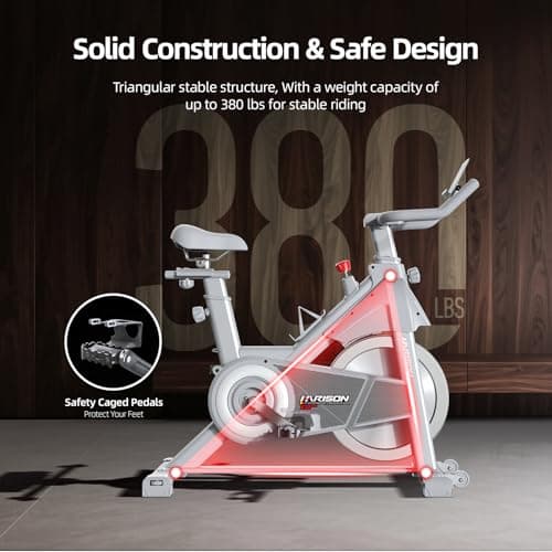 HARISON Semi Commercial Exercise Bike - Stationary Bike for Home Gym - Silent Magnetic Indoor Cycling Bike with Tablet Mount & Comfortable Seat Cushion, 380LBS/400LBS Weight Capacity Workout Bike (Magnetic Plus) 4