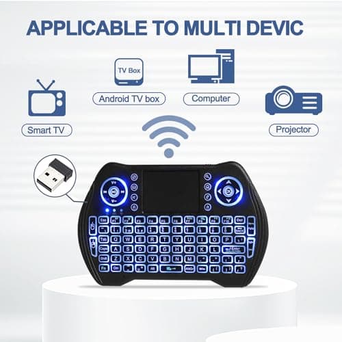 EASYTONE Backlit Mini Wireless Keyboard with Touchpad Mouse Combo Remote Control with Rechargeable Li-ion Battery and Multimedia Keys for Android TV Box HTPC PS3 Smart TV PC X-Box Linux Windows MacOS 4