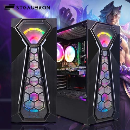STGAubron Gaming PC Computer Desktop, AMD Ryzen 5 5500 up to 4.2G, GeForce RTX 2060 Super 8G, 16G DDR4, 1T SSD, WiFi 6, BT 5.2, RGB Fan x4, Windows 11 Home 5