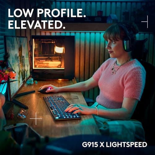 Logitech G915 X Lightspeed Wireless Mechanical Gaming Keyboard, Double-Shot PBT Keycaps, Fully Programmable Keys, RGB Backlit Mac/PC Gaming Keyboards, Aluminum Finish, GL Linear Switches, Black 2