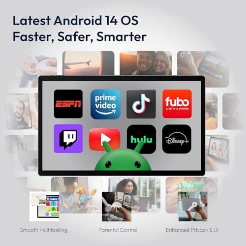 MESWAO 15.6 Inch Android 14 Tablet, 2025 Large Tablet with1080 IPS HD Display Big Screen, 8-Core, 6GB+128GB, Support 1TB TF Card, 12000mAh Long Lasting Battery for Movie/Work-Space Gray 5