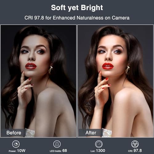 Zoom Lighting for Computer, Adjustable Desk Lighting for Video Calls, 30 Light Modes Video Conference Light, Desk Ring Light with Stand for Webcam, Meetings, Live Stream, Home Office. CRI 97.8 2