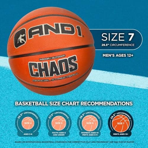 AND1 Enigma Rubber Basketball: Official Regulation Size 7 (29.5 inches) Street Basketball - Deep Channel Construction Streetball, Made for Indoor Outdoor 5