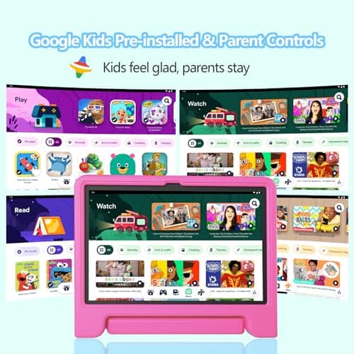 Iconiotk Android 15 Kids Tablet, 11 Inch Tablets with Octa-core CPU, Android Tablet with WiFi 6, Octa-Core, 20GB+128GB/1TB Expandable Parental Control, BT5.0, 360° EVA Case (Pink) 2