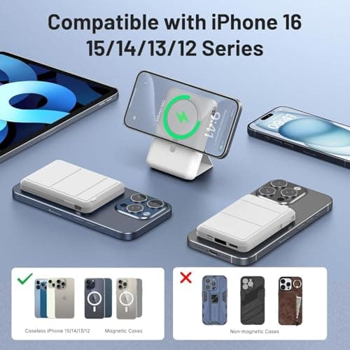 Azmuth for Magsafe Battery Pack, 10000mAh Magnetic Power Bank 22.5W PD Fast Charging with LED Display Wireless Portable Charger for Magsafe with Stand for iPhone 17/16/15/14/13/12/Pro/Pro Max 3