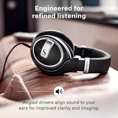 Sennheiser HD 599 SE Open-Back Headphones, Premium Design, Natural Balanced Audio, Comfortable Fit, Wired Headphones for Music, Gaming, School, Work, Black 3