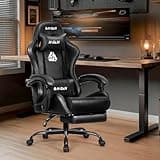 N-GEN GAMING Video Gaming Chair with Footrest Lumbar Support for Home Office High Back Recliner Height Adjustable Ergonomic Comfy Leather Computer Desk Chair (Black) 2