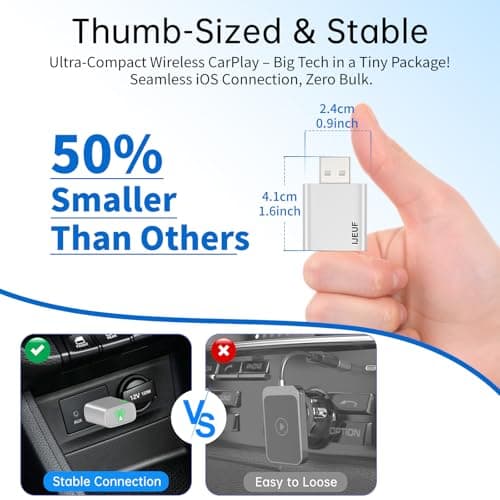 Wireless CarPlay Adapter for Apple iPhone 2025 Upgraded,Stable Connection,Ultra-Low Lag,Mini Apple Car Play Wireless Adapter for Cars with Built-in Wired CarPlay and iPhone iOS 10+,USB A Grey 2