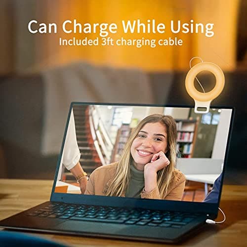 Clip on Ring Light, Kimwood Rechargeable 60 LED Selfie Ring Light for Phone, Laptop, Tablet (3 Models, 5 Level Brightness) 5