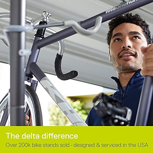 Delta Cycle Michelangelo 2 Bike Storage Rack - Gravity Fully Adjustable Bike Rack Garage For Road, MTB, and Hybrid Bicycles - Vertical Bike Rack Holds Up To 80 lbs 5