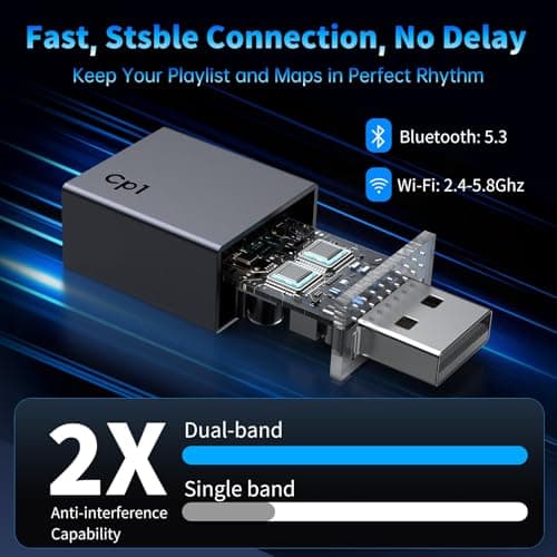 CNDPSTE Wireless CarPlay Adapter for iPhone[2025 Upgrade]Convert Wired to Mini Wireless Bluetooth Car Play Adapter, Plug and Play Stable Connection Compatible for Cars from 2016 & iOS 10+,USB A/Type C 4