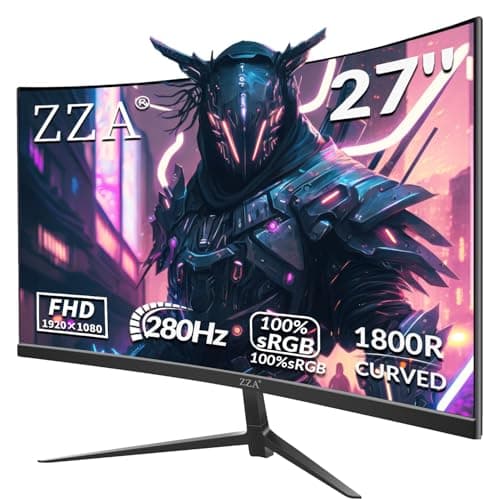 ZZA 27" Curved Gaming Monitor，Up to 280Hz, Full HD 1920x1080, Three Narrow bezels，FreeSync Premium - Ultimate Gaming Experience(No Speakers)