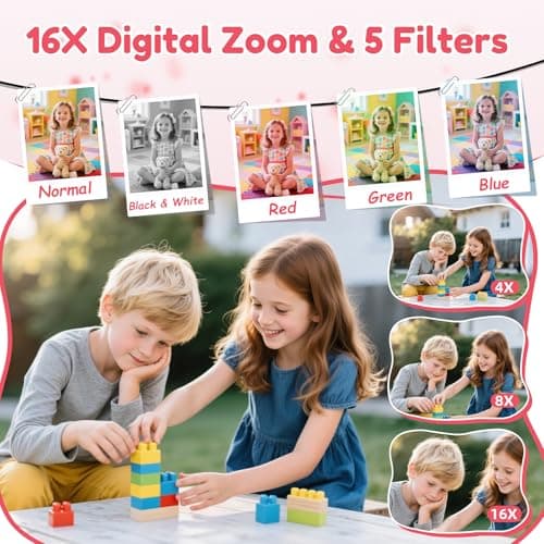 Digital Camera, FHD 4K Digital Point and Shoot Camera with 16X Zoom Anti Shake, 48MP Compact Small Camera with 32GB Card for Boys Girls Kids 3
