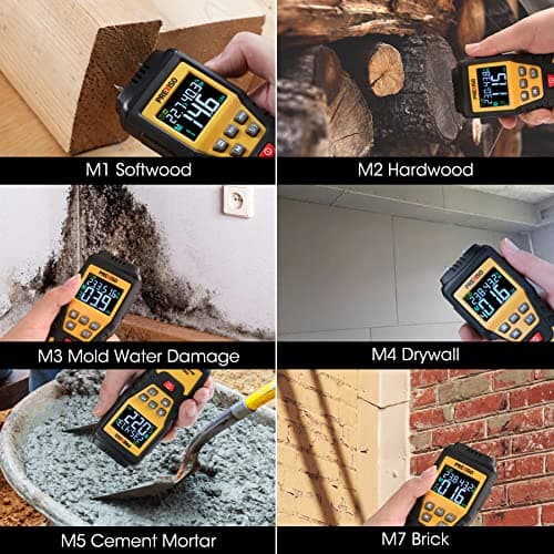 PREXISO Wood Moisture Meter - 7 in 1Digital Moisture Meter for Firewood, Woodworking, Walls, Home, Drywall, Paper, Floor - Moisture Reader, Pin-Type Water Leak Detector, Dampness Meter 5