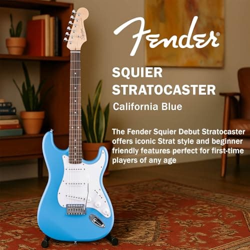 Fender Squier Stratocaster - California Blue Bundle with Amplifier, Gig Bag, Strap, Instrument Cable, Picks, and Austin Bazaar Instructional DVD 4