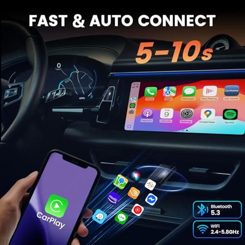 HEYINCAR+ H-Air Wireless CarPlay & Android Auto Adapter, 2025 Upgrade, Plug & Play USB Dongle, Convert Wired CarPlay Auto to Wireless, No Latency, Fast Connection, for Apple iPhone & Android Phones 5
