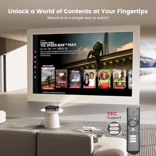 [1500 ANSI/Auto Focus/Built-in APPs] Outdoor-Projector-4K with Wifi6 and Bluetooth, Smart TV OS & DoIby Audio, Portable Projector with YouTube/PrimeVideo, ONOAYO 1080P Proyector with 300 ''Display 3