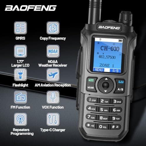 BAOFENG GMRS Handheld Radio Ham Radio Long Range GM21 Rechargeable Walkie Talkies,NOAA Weather Receiver GM-15 PRO 999 Channels Two Way Radio with USB-C Charger for Survival Gear Hunting,2 Pack 2