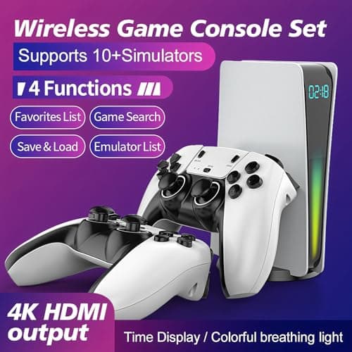 Retro Gaming Console – 2025 Upgraded Mini Plug and Play Video Game System with 10K+ Classic Games, 12 Emulators, 2 Wireless 2.4G Controller, 4K HD Output 2