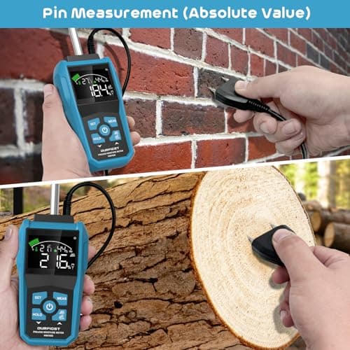 DURFICST Pin&Pinless Moisture Meter with Color LCD & Acoustic Alarm, Detects 20-40 mm Walls, Wood, Masonry, Concrete & Other Building Materials 5