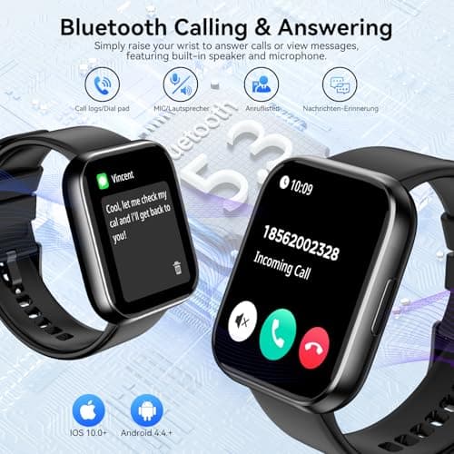 Smart Watch for Men Women, 1.85" HD Fitness Tracker with Bluetooth Calls, 120+ Sport Modes Fitness Watch, Fitness Tracker 24/7 Heart Rate/Sleep Monitor, IP68 Waterproof, Smartwatch for Android/iPhone 2