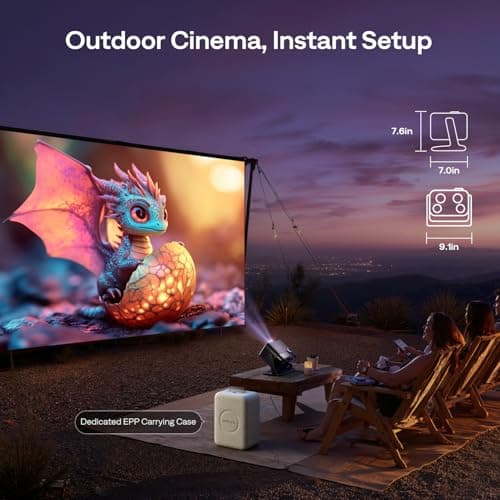Aurzen BOOM mini Google TV Movie Projector with WiFi and Bluetooth, Voice Control, Family Mode, 20W Dolby Audio, Real-Time Focus, 4K Supported Smart Portable Home Theater Projector Outdoor, Black 4
