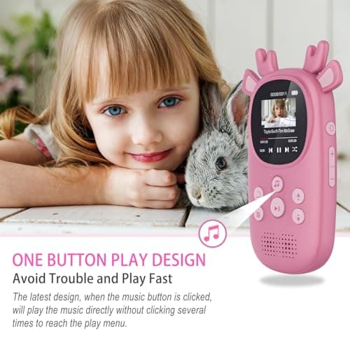 32GB MP3 Players for Kids, Cute Reindeer Portable Music Bluetooth Kid MP3 Player, Child MP3 Player with Bluetooth 5.3,Speaker, FM Radio, Alarm Clock, Voice Recorder, Stopwatch (Support up to 128GB) 5