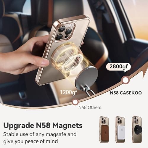 CASEKOO for iPhone 16 Pro Max Case Desert Titanium 360 Spin Magnetic Stand [Compatible with Magsafe][16FT Military Protection] Slim Polished for iPhone 16 ProMax Case with Stand, Rose Gold 5