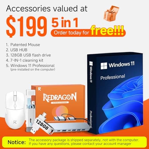 Dell Inspiron 15 3535 Laptop, 15.6" FHD Anti-Glare Touchscreen, AMD Ryzen 7 7730U(15 W, Up to 4.5 GHz), 32GB RAM, 1TB SSD, AMD Radeon Graphics, Thin and Light PC, Windows 11 Pro, REDRAGON Accessories 2