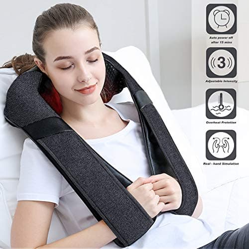 Mirakel Shiatsu Neck & Back Massager with Heat - Deep Tissue Neck, Back & Shoulder Pain Relief - Ergonomic Design Shoulder Massager, Electric Kneading Whole Body Massage Pillow Gifts for Women, Men 2