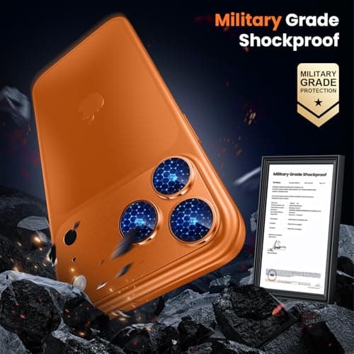 WSKEN for iPhone 17 Pro Max Camera Lens Protector - [Military Grade Shatterproof] [Strong Adhesion] Metal Aluminum Alloy Tempered Glass Camera Screen Protector, Orange Titanium 4