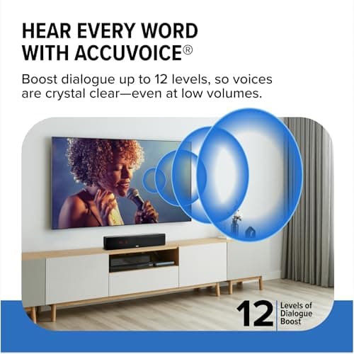 ZVOX Dialogue Clarifying Sound Bar With Patented Hearing Technology - AccuVoice TV Soundbar AV157 Titanium - Twelve Levels of Voice Boost - Home Theater Audio Speakers 3