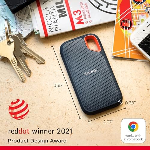 SanDisk 2TB Extreme Portable SSD - Up to 1050MB/s, USB-C, USB 3.2 Gen 2, IP65 Water and Dust Resistance, Updated Firmware - External Solid State Drive - SDSSDE61-2T00-G25 2