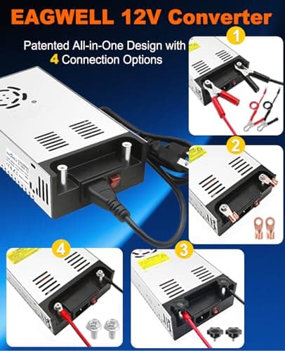 EAGWELL 110V to 12V Converter, Universal SMPS AC to DC Converter Switching Power Supply Transformer Adapter for RV,Pump,LED Strip, LCD Monitor 3
