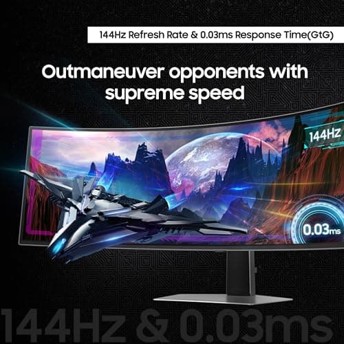 Samsung 49" Odyssey OLED G9 (G91SD) Dual QHD QD-OLED G-Sync Compatible Curved Gaming Monitor, 144Hz, 0.03ms, AMD FreeSync Premium Pro, Ergonomic Stand, 3 Year Warranty, LS49DG910SNXZA, 2024 3