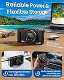 True 5K Digital Camera for Photography, Autofocus 80MP with 18X Digital Zoom 3" 270°Flip Screen Dual-Lens Selfie Camera for YouTube Vlogging & Content Creation, 2 Batteries, 32GB Card & Flash，Black 5